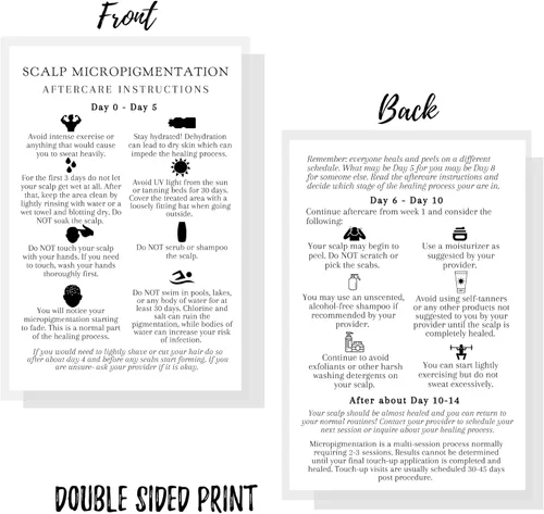 Miniatura 5 de Tarjetas de instrucciones de cuidado posterior de micropigmentación del cuero cabelludo para clientes 30 paquetes para maquillaje permanente