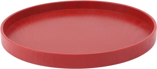 Miniatura 6 de Bandeja de madera maciza para servir, plato redondo de 9.45 pulgadas, bandeja otomana de madera para desayuno, bandeja otomana con bordes elevados
