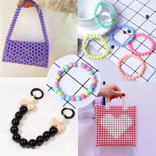 Miniatura 5 de 300 cuentas redondas de acrílico pastel, cuentas espaciadoras de plástico de color caramelo para bricolaje, collares, pulseras, aretes, joyería Negro