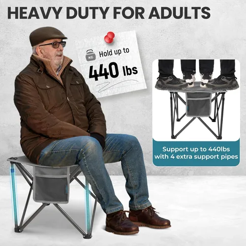 Miniatura 4 de FUNDANGO Taburete de Campamento Extragrande para Adultos, Otomán Plegable con Acolchado Grueso de 18.1 Pulgadas para Descansar los Pies, Silla