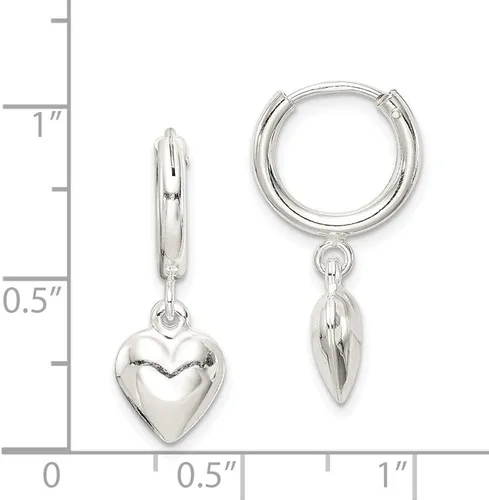 Miniatura 4 de Auriga Fine Jewelry Aretes de aro colgantes de plata de ley 925 con corazón abombado (L-0.984in, W-0.984in), regalo para mujer, Metal, No es una