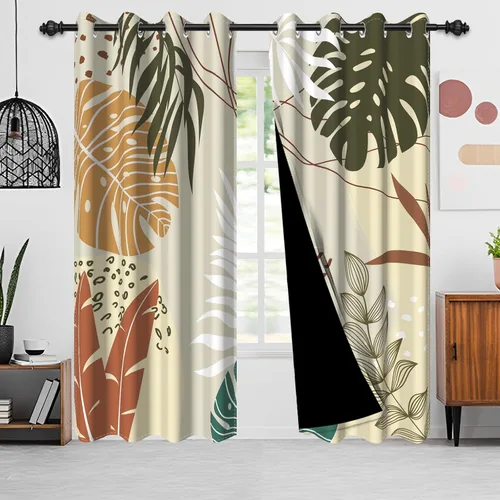 Miniatura 12 de Cortinas bohemias de cocina, diseño abstracto de mediados de siglo, arco negro, cortinas rústicas cortas para ventana de comedor, caravana, 21 x 45