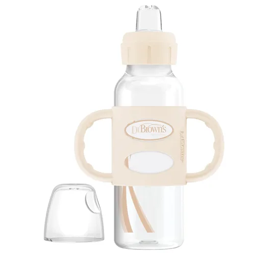 Miniatura 21 de Dr. Brown's Milestones - Botella de boquilla estrecha con 100% silicona, asas de fácil agarre y boquilla suave para sorber, 8 onzas, rosa claro