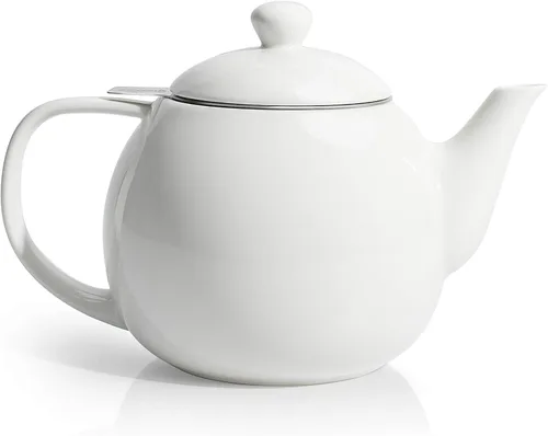 Miniatura 20 de Sweese Tetera de porcelana de 27 onzas con infusor para té de hojas sueltas, gris azulado