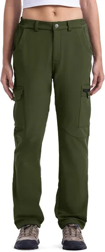 Miniatura 2 de TBMPOY Pantalones cargo de senderismo para mujer, impermeables, resistentes al viento, forro polar, pantalones de nieve