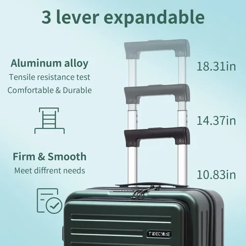 Miniatura 7 de TydeCkare Equipaje ABS + PC, Verde oscuro, 20 Inch with Front Laptop Pocket, Moda