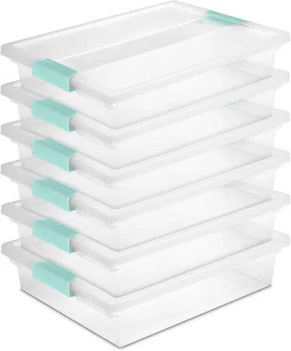 Miniatura 11 de Sterilite - Juego de 6 cajas con clip, contenedores apilables transparentes de plástico con tapas de cierre, pequeños - Contenedores
