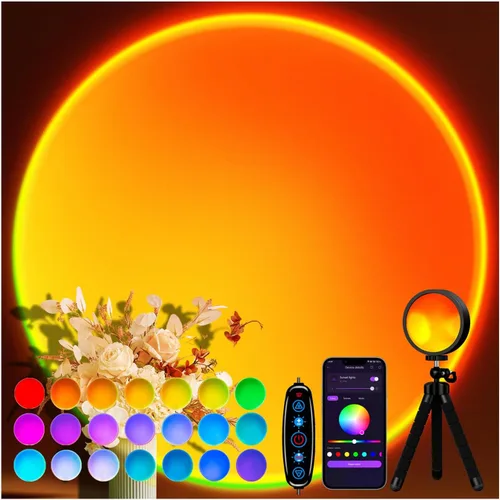 Lámpara de atardecer, proyector de luz solar para decoración estética de habitación, luz nocturna RGB que cambia de color, iluminación de estado de