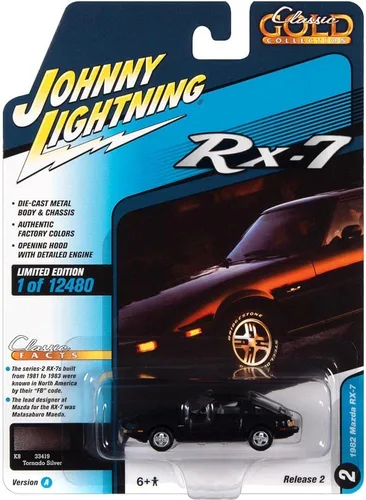 Miniatura 3 de 1982 Mazda RX-7 Tornado Silver Metallic Classic Gold Collection Series Edición limitada a 12480 piezas en todo el mundo 1/64 modelo de automóvil