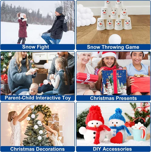 Miniatura 7 de 36 bolas de nieve para niños en interiores, juego de peleas de bolas de nieve de felpa para interiores, bolas de nieve falsas suaves, bolas de nieve