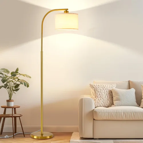 Lámpara de pie alta para sala de estar, lámpara de pie moderna de 65'' con bombilla LED de 9W, elegante lámpara de pie con pantalla de tela, lámpara