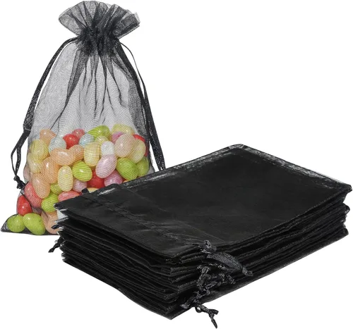 Miniatura 8 de Hopttreely 50 bolsas de organza - 4x4.72 pulgadas (10x12cm) bolsitas con cordón para joyería para bodas, fiestas, festivales y regalos