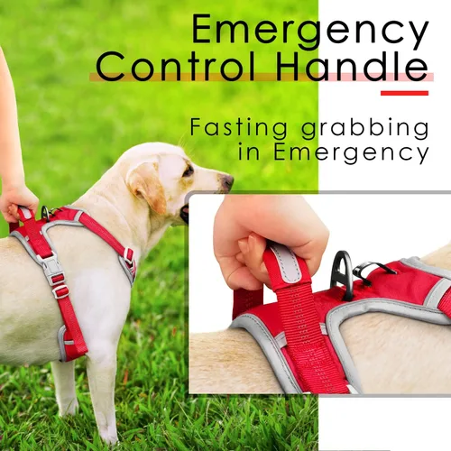 Miniatura 4 de ThinkPet Arnés deportivo transpirable, antitirones para perro, con asa, arnés reflectante y ajustable para perros medianos o grandes, clip trasero