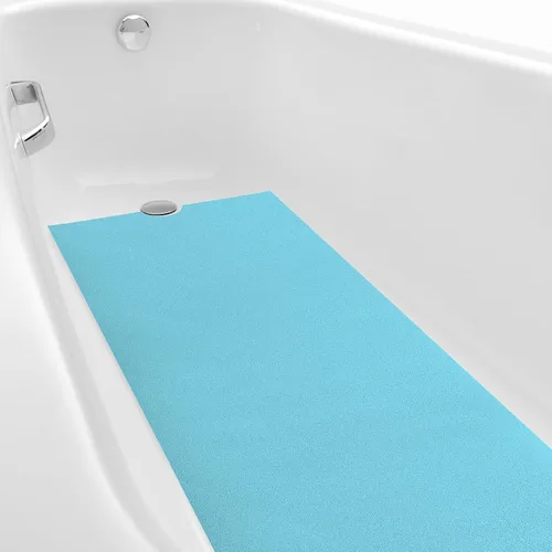 Miniatura 8 de Dunzoom Alfombrilla antideslizante para bañera de 16 x 40 pulgadas con corte de drenaje, antideslizante, antideslizante, segura, alfombrilla