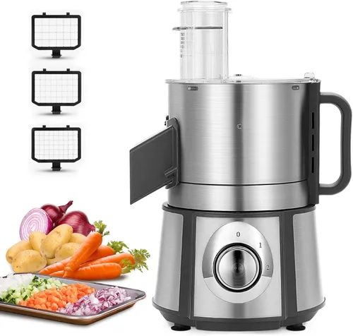 Anatole Cortador eléctrico de verduras de acero inoxidable, procesador de alimentos de 16 tazas, 300 W, picador comercial de verduras, cortador de