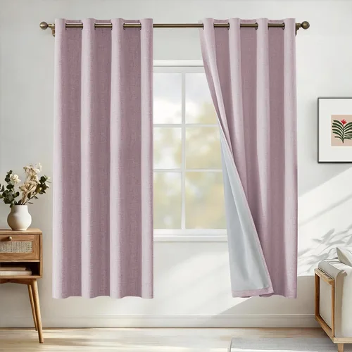 Miniatura 90 de Cortinas de lino 100% opacas para dormitorio, cortinas opacas de 45 pulgadas de largo, cortinas de oscurecimiento de habitación para sala de estar