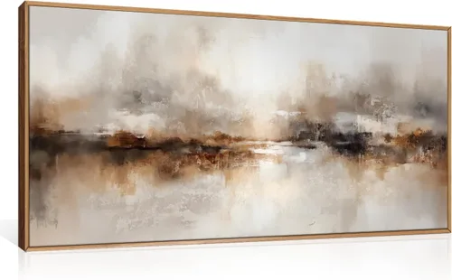 Miniatura 13 de Arte de Pared de Lienzo Enmarcado con Grandes Pinceladas Abstractas, Decoración de Pared Azul Marino Neutro, Pintura de Pared Moderna en Tonos