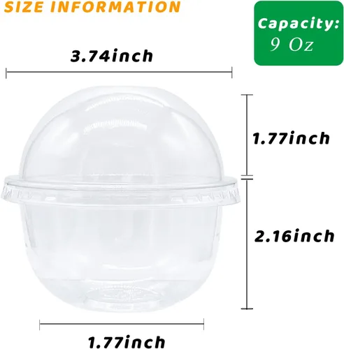 Miniatura 2 de Alaeseje 50 paquetes de vasos de plástico transparente de 9 onzas con tapas de cúpula, vasos desechables para postres y fiestas (sin agujero), vasos