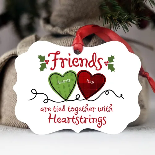 Miniatura 4 de Gossby Adorno de Navidad personalizado con texto en inglés «Friends», regalo de Navidad personalizado para mujeres con nombres, adorno de mejor