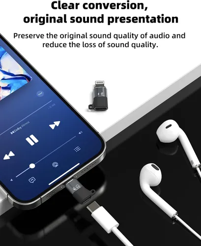 Miniatura 5 de Adaptador OTG de audio USB C hembra a Lightning macho (paquete de 3) para iPhone 14 13 12 11 Pro Max Tipo C Cable de carga MFI Convertidor para iPad