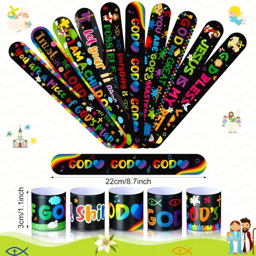 Miniatura 4 de Frienda 40 pulseras cristianas religiosas con versículos bíblicos para niños, pulseras inspiradoras de Jesús te amo, pulseras inspiradoras