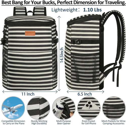 Miniatura 3 de Mochila Enfriadora de Camping para 30 Latas, Mochilas Enfriadoras Suaves Aisladas a Prueba de Fugas Bolsa Enfriadora de Viaje Impermeable Almuerzo
