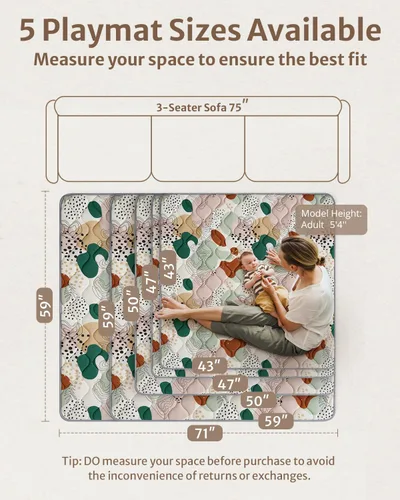 Miniatura 3 de Blissful Diary Alfombras de Juego para Bebés para Piso, Alfombra de 50x50 Pulgadas para Gatear para Corral, Alfombras de Juego de Espuma