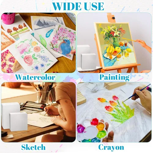 Miniatura 6 de 100 hojas de papel de acuarela a granel, 140 libras/10.58 oz de prensa en frío, bloc de papel grueso de color agua, tarjetas de regalo, papel
