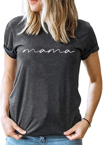 Miniatura 6 de ASTANFY Camiseta de manga corta para mujer con estampado de letras para mamá