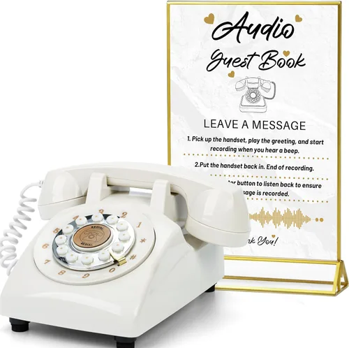 Libro de invitados de audio, teléfono de boda, mensajes de audio personalizados de memoria de 32 GB, volumen ajustable, con función de repetición de