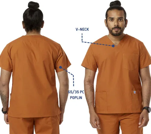 Miniatura 2 de Camisetas médicas unisex con cuello en V para yoga, ideal para profesionales médicos, trabajo de hospital y laboratorio
