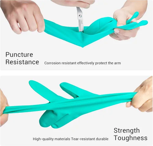 Miniatura 5 de ThxToms 5 pares de guantes de nitrilo resistentes a productos químicos, 15 mil, 13 pulgadas, guantes reutilizables de látex sin goma, resistentes