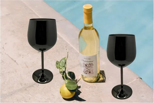 Miniatura 7 de K&K Home Copas de vino irrompibles de acero inoxidable cromado negro, 18 onzas, juego de 2 copas de vino de metal de colores, perfectas