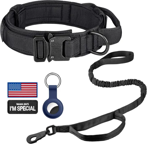 Miniatura 13 de DAGANXI Collar táctico para perro, collar ajustable de nailon para entrenamiento militar con asa de control y hebilla de metal pesado para perros