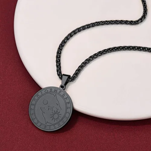 Miniatura 8 de FaithHeart Collar con colgante de lobo vikingo nórdico para hombres y mujeres, acero inoxidable, chapado en oro de 18 quilates, joyería con embalaje