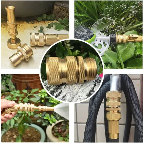 Miniatura 3 de PLG - Conectores de manguera de jardín de latón de conexión rápida de 3/4 pulgadas - A prueba de fugas para boquillas, riego y lavado de autos