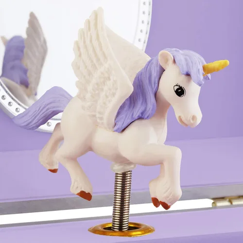Miniatura 4 de RR ROUND RICH DESIGN Caja de almacenamiento de joyas musicales con purpurina y juego de joyas para niñas pequeñas con unicornio giratorio y arco