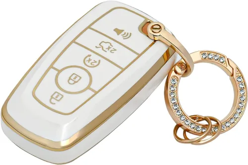 Miniatura 7 de OFFCURVE Funda para llavero de coche compatible con Ford E-Keychain, Dorado Rosa, Moderno