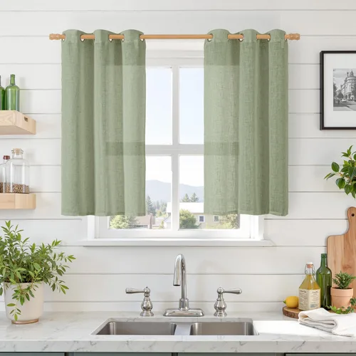 Miniatura 158 de LAMIT Cortinas de lino sintético para dormitorio, paneles filtrantes de luz, cortinas de lino con protección de privacidad con ojales para ventanas