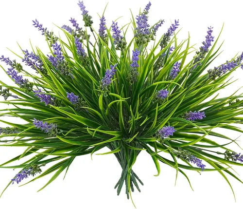 Miniatura 14 de obbsie 12 paquetes de plantas artificiales para exteriores, 18.2" resistentes a los rayos UV, tallos de hierba mono artificial, vegetación, no se