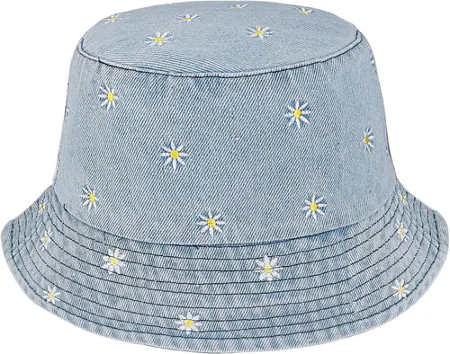 Miniatura 7 de MILAKOO Gorra unisex de pescador de mezclilla lavada para mujer, de ala ancha, ligera, plegable
