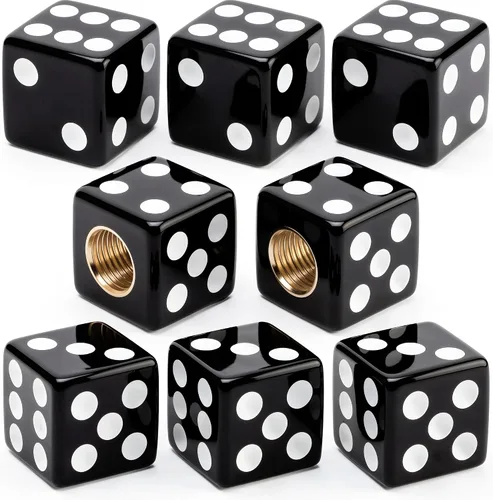 Miniatura 13 de 4 piezas tapones de válvula de neumático en forma de dados, cubiertas universales de válvula de neumático a prueba de polvo con núcleo de cobre