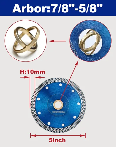 Miniatura 2 de Hoja de azulejos de diamante súper fina de 5 pulgadas para cortar granito, mármol, cerámica y azulejos de porcelana