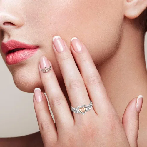 Miniatura 3 de Anillo de aborto espontáneo para mujer, anillo conmemorativo de pérdida de bebé, plata de ley, huella de corazón, mamá de un ángel, joyería