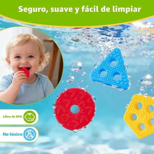 Miniatura 6 de hahaland Juguetes sensoriales Montessori para clasificar y apilar de silicona para niños de 1 a 3 años, bloques suaves texturizados para clasificar