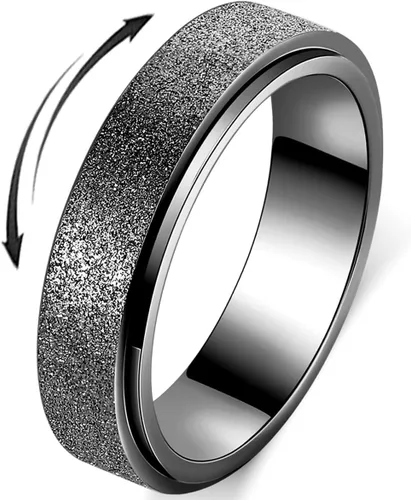 Miniatura 23 de Anillo de alivio de la ansiedad, anillo giratorio para aliviar el estrés, de acero inoxidable, anillo giratorio para mujeres, hombres, unisex