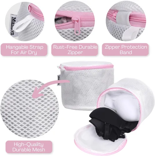 Miniatura 4 de Mamlyn Bolsas de malla para sujetador para lavadora, bolsas de lavado de lencería para lavandería (juego de 2)
