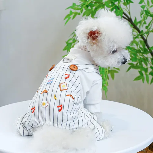 Miniatura 19 de Ropa de invierno para perros, camisas a cuadros para mascotas, elegante mono con babero para perros pequeños, lindos dibujos animados, monos