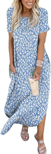 Miniatura 5 de ANRABESS - Vestido largo de playa de verano con bolsillos, suelto, informal, de manga corta, para mujer