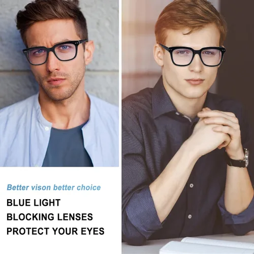 Miniatura 5 de Paquete de 6 lentes de lectura de moda para mujeres y hombres, bloqueo de luz azul, lectores cuadrados de gran tamaño con bisagra de resorte Paquete